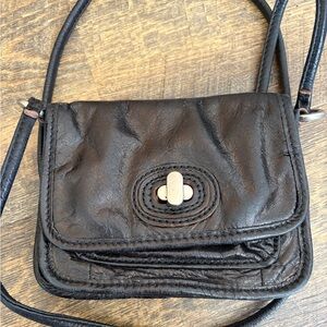 Fossil Mini Crossbody Bag Black Leather
